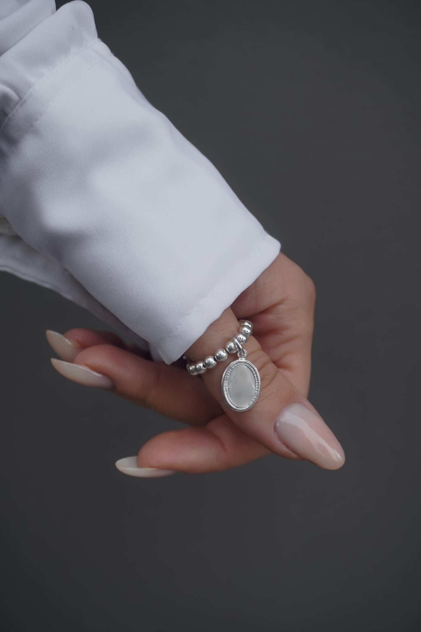 Miraculous Medal Charm Ring (4mm Beads), Miraculous Medal, Stacked Rings, Women's Rings, Charm Rings