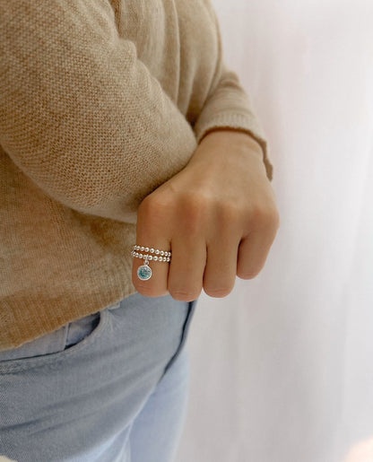CZ Birthstone Charm Ring, Women's Rings, Charm Rings