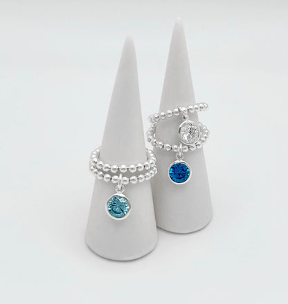 CZ Birthstone Charm Ring, Women's Rings, Charm Rings