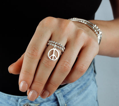 Peace Charm Ring, Peace Charm, Women's Rings, Charm Rings
