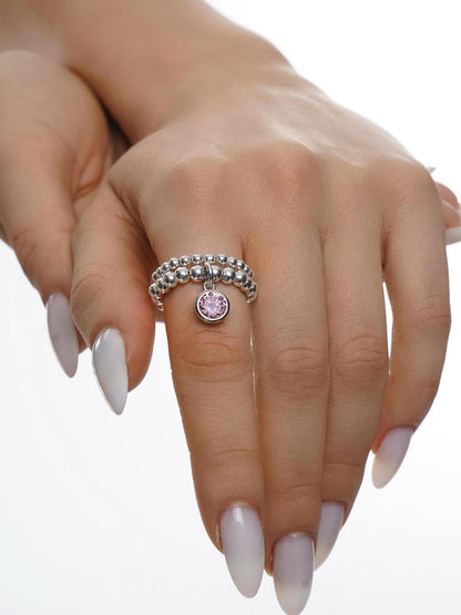 CZ Birthstone Charm Ring, Women's Rings, Charm Rings