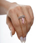 Silver Pink Cornetto Stretch Charm Ring, Italian Horn, Silver Rings, Stacked Rings