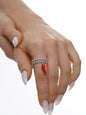 Silver Red Cornetto Stretch Charm Ring, Italian Horn, Silver Rings, Stacked Rings
